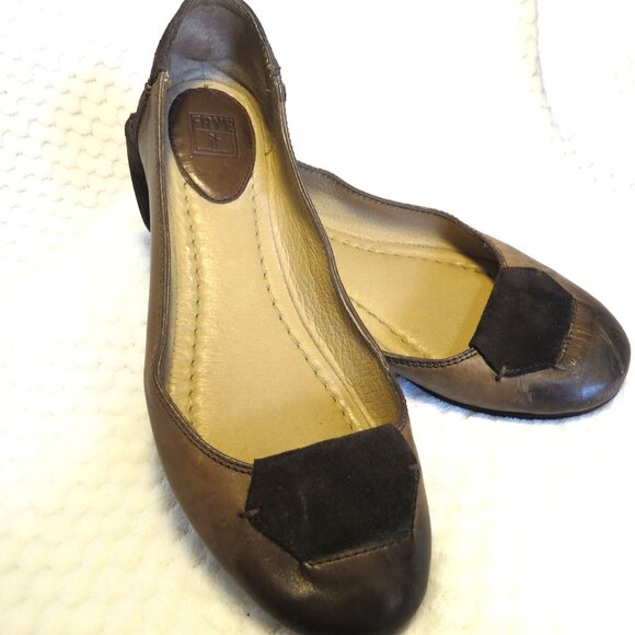 FRYE Carson Tab Leather/Suede ballet flats Size 7B - Picture 1 of 9